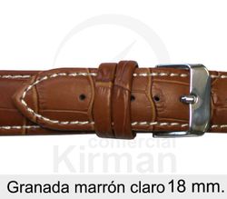 Correa Reloj Piel 18x80/130mm 133119MC Granada Marrón Claro Cierre Hebilla Acero
