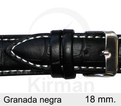 Correa Reloj Piel 18x80/130mm 133119N Granada Negra Cierre Hebilla Acero
