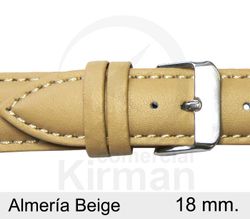 Correa Reloj Piel 18x90/130mm 133059BE Almería Beige Cierre Hebilla Acero