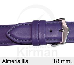 Correa Reloj Piel 18x90/130mm 4021018 Almería Lila Cierre Hebilla Acero