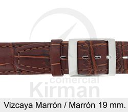Correa Reloj Piel 19x85/125mm134120M-M Vizcaya Marrón/Marrón Cierre Hebilla