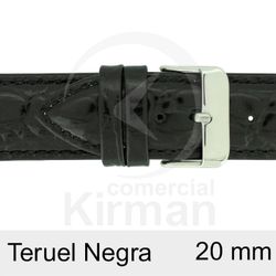 Correa Reloj Piel 20x75/110mm134059N Teruel Negra Cierre Hebilla