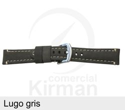 Correa Reloj Piel 20x75/115mm 134118G Lugo Gris Cierre Hebilla