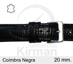 Correa Reloj Piel 20x75/115mm 134136N Coímbra Negra Cierre Hebilla
