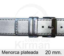 Correa Reloj Piel 20x75/115mm134114P Menorca Plateada Cierre Hebilla