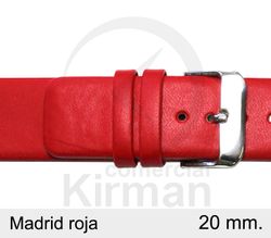 Correa Reloj Piel 20x75/115mm134122R Madrid Roja Cierre Hebilla