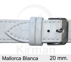 Correa Reloj Piel 20x75/115mm134123B Mallorca Blanca Cierre Hebilla