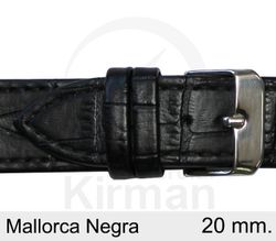 Correa Reloj Piel 20x75/115mm134123N Mallorca Negra Cierre Hebilla