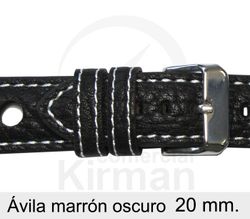 Correa Reloj Piel 20x80/120mm 134125MO Ávila Marrón Oscuro Cierre Hebilla