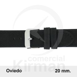 Correa Reloj Piel 20x80/120mm 134145N Oviedo Negra Cierre Hebilla