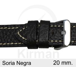 Correa Reloj Piel 20x80/120mm134121N Soria Negra Cierre Hebilla