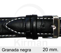 Correa Reloj Piel 20x80/130mm 134119N Granada Negra Cierre Hebilla