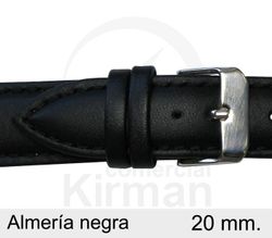 Correa Reloj Piel 20x90/130mm 4020120 Almería Negra Cierre Hebilla