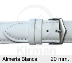 Correa Reloj Piel 20x90/130mm 4020320 Almería Blanca Cierre Hebilla