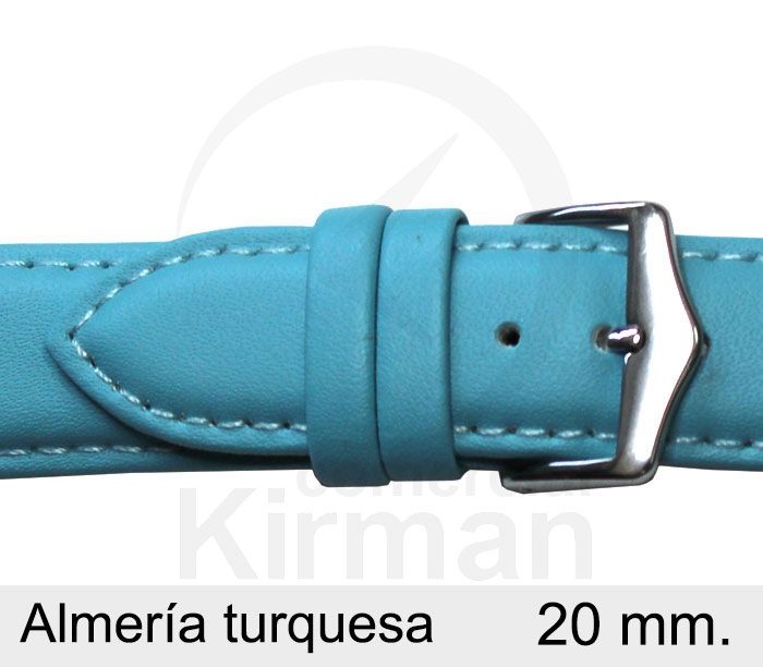 Correa Reloj Piel 20x90/130mm 4021820 Almería Turquesa Cierre Hebilla