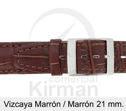 Correa Reloj Piel 21x85/125mm139120M-M Vizcaya Marrón/Marrón Cierre Hebilla