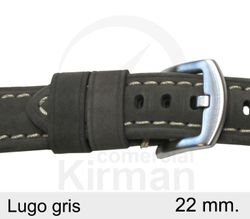 Correa Reloj Piel 22x75/115mm139118G Lugo Gris Cierre Hebilla