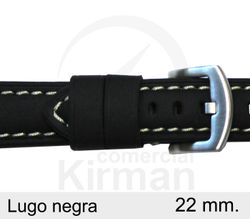 Correa Reloj Piel 22x75/115mm139118N Lugo Negra Cierre Hebilla