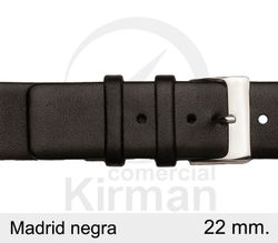 Correa Reloj Piel 22x75/115mm139122N Madrid negra Cierre Hebilla