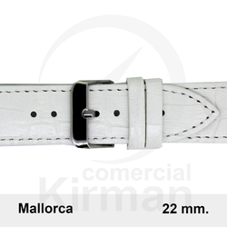 Correa Reloj Piel 22x75/115mm139123B Mallorca Blanca Cierre Hebilla