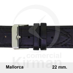 Correa Reloj Piel 22x75/115mm139123N Mallorca Negra Cierre Hebilla