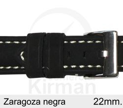 Correa Reloj Piel 22x80/115mm139130N Zaragoza Negra Cierre Hebilla