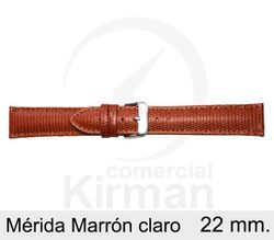 Correa Reloj Piel 22x80/120mm139001MC Mérida Marrón Claro Cierre Hebilla