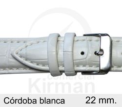 Correa Reloj Piel 22x80/120mm139115B Córdoba Blanca Cierre Hebilla