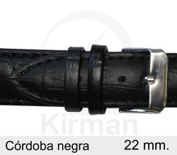 Correa Reloj Piel 22x80/120mm139115N Córdoba Negra Cierre Hebilla