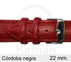 Correa Reloj Piel 22x80/120mm139115R Córdoba Roja Cierre Hebilla