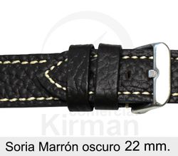 Correa Reloj Piel 22x80/120mm139121MO Soria Marrón Oscuro Cierre Hebilla