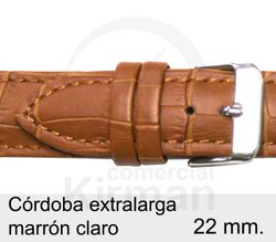 Correa Reloj Piel 22x80/120mm139126MC Córdoba Extralarga Marrón Claro Cierre Hebilla