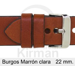 Correa Reloj Piel 22x80/120mm139141MC Burgos Marrón Claro Cierre Hebilla