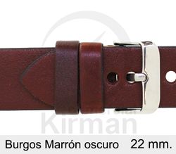 Correa Reloj Piel 22x80/120mm139141MO Burgos Marrón Oscuro Cierre Hebilla