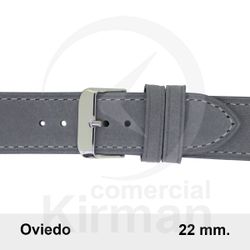 Correa Reloj Piel 22x80/120mm139145GR Oviedo Gris Cierre Hebilla