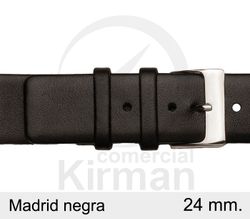 Correa Reloj Piel 24x75/115mm 140122N Madrid Negra Cierre Hebilla