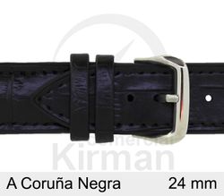 Correa Reloj Piel 24x75/120mm 4010124 A Coruńa Negra Cierre Hebilla