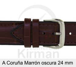 Correa Reloj Piel 24x75/120mm 4011224 A Coruńa Marrón Oscura Cierre Hebilla