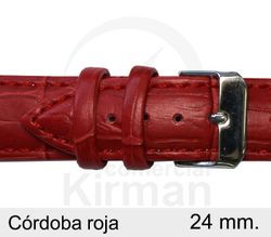 Correa Reloj Piel 24x80/120mm 140002R Córdoba Roja Cierre Hebilla