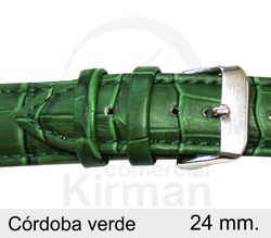 Correa Reloj Piel 24x80/120mm 140002V Córdoba Verde Cierre Hebilla