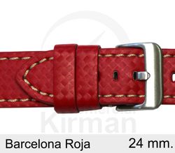 Correa Reloj Piel 24x80/120mm 140124R Barcelona Roja Cierre Hebilla