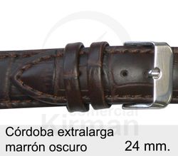 Correa Reloj Piel 24x80/120mm 140126MO Córdoba Extralarga Marrón Oscuro Cierre Hebilla