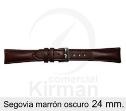 Correa Reloj Piel 24x80/120mm 140128MO Segovia Marrón Oscuro Cierre Hebilla
