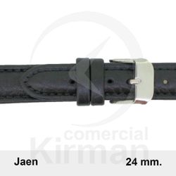 Correa Reloj Piel 24x80/120mm 140132N Jaén Negra Cierre Hebilla