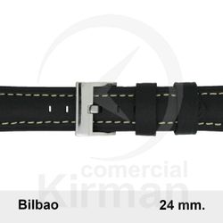 Correa Reloj Piel 24x80/120mm 4400124 Bilbao Negra Cierre Hebilla