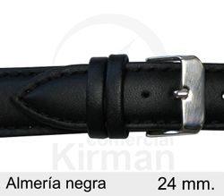 Correa Reloj Piel 24x90/130mm 4020124 Almería Negra Cierre Hebilla