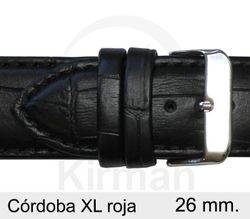 Correa Reloj Piel 26x80/120mm 141000N Córdoba XL Negra Cierre Hebilla