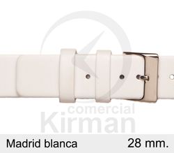 Correa Reloj Piel 28x75/115mm 142122B Madrid Blanca Cierre Hebilla