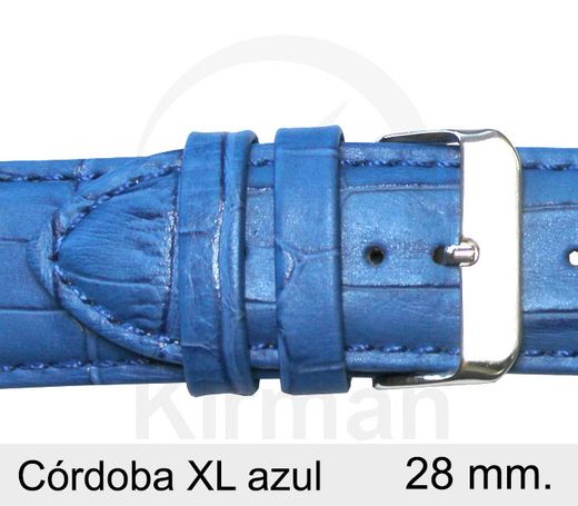 Correa Reloj Piel 28x80/120mm 142000A Córdoba XL Azul Cierre Hebilla