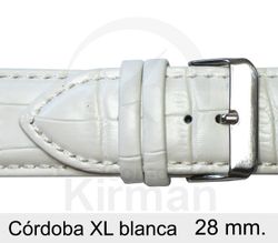 Correa Reloj Piel 28x80/120mm 142000B Córdoba XL Blanca Cierre Hebilla